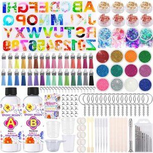 Alphabet Keychain Resin Mold SiliconeKit 208Pcs for EpoxyResin Casting Beginners